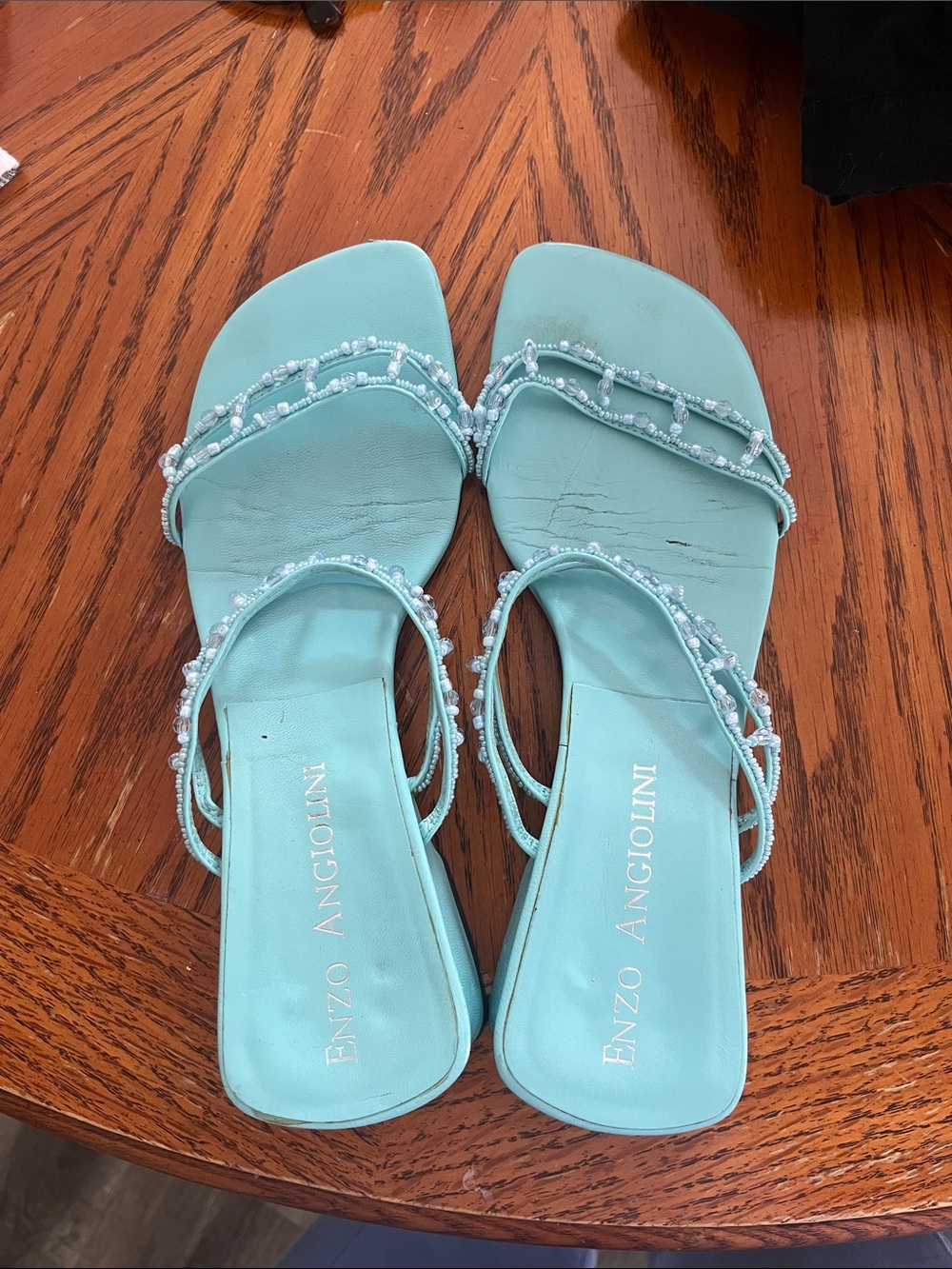 Enzo Angiolini Mint Beaded Strappy Sandal